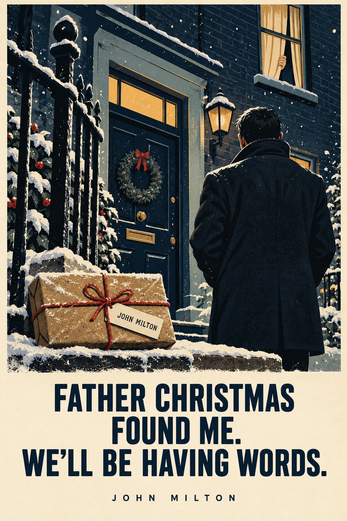 John Milton Christmas Card - The Doorstep